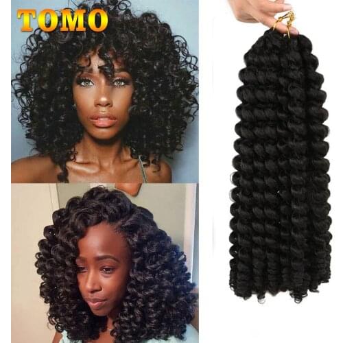 TOMO Jumpy Wand Curl Crochet Braids 8 12Inch Jamaican Bounce Curly Hair Ombre Synthetic Crochet Braiding Hair Extensions 20Roots