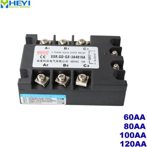 3-phase 60A 80A 100A 120A DA three-phase SSR AC control AC solid state relay SSR 3-32V DC to 24-480V AC