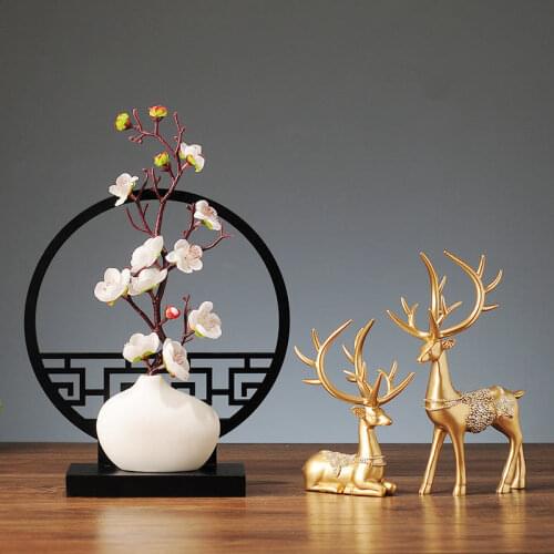 New Chinese style TV cabinet deer decoration Chinese style Zen living room wine cabinet coffee table entrance home decoration