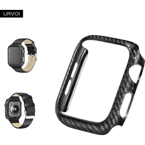 URVOI Cover For apple watch 6 SE 5 4 3 2 1case for iwatch protector plastic bumper carbon fiber printing ultra-slim case 40 44mm