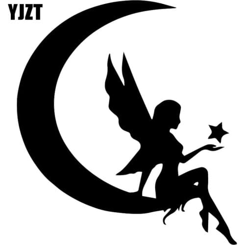 YJZT 16.2X14.6CM Fairy And Moon With Star Vinyl Decal Fashion Trunk Decoration Car Sticker C25-0458