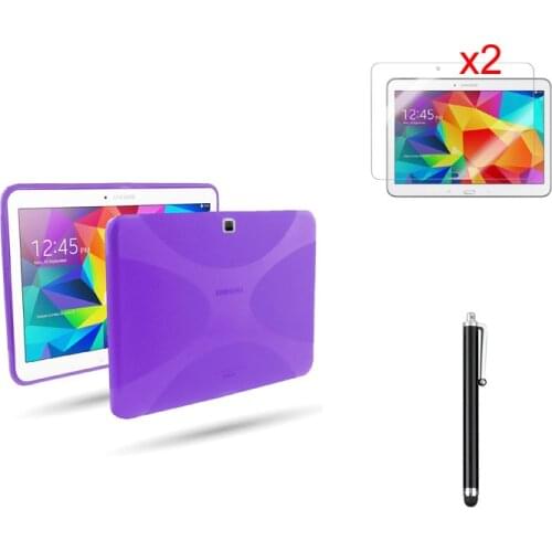 X Line Matte TPU Gel Silicone Case Skin Cover Pouch Bag + 2* Clear Film + Stylus For SAMSUNG GALAXY Tab 4 10.1 SM-T530 T531 T535