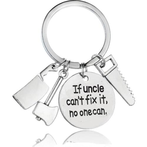 12PC Family Love Keychain Gifts If Uncle Can't Fix It No One Can Knife axe Tools Charm Keyring For Family Party Gifts Jewelry