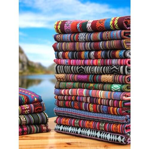 150cmx50cm Ethnic Style Cotton and Linen Stripes Fabric Sofa Tablecloth Clothing Retro Linen Bohemian Fabric DIY Apparel Sewing