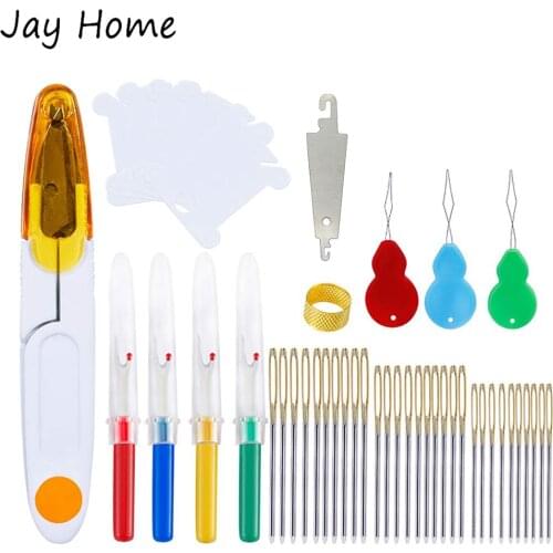30Pcs Hand Sewing Needles with Seam Ripper Yarn Scissors Needle Threader Thimble Sewing Tools Set for Embroidery Quilting Crafts