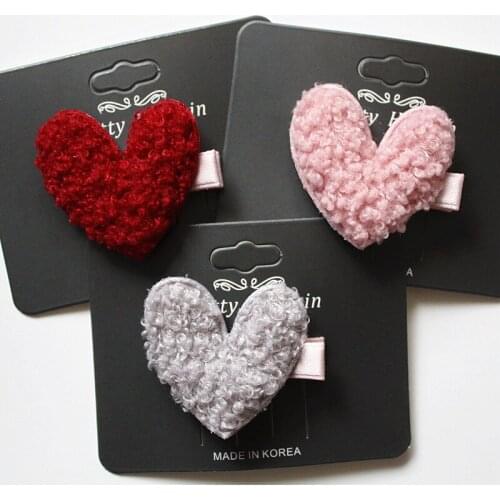 5pcs/Lot Resale Kids Heart Hair Clip Star Lovely Girl Hairpin Glitter Felt Soft Teddy Roll Material Girl Hair Clip Hair Headwear