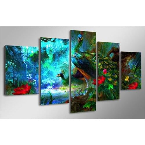 5D DIY Diamond Painting crystal round Rhinestone Pasting home Decor Painting 3d Diamond Embroidery Mosaic Peacock 5pcs