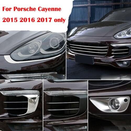 For Porsche Cayenne 15-17 Chromium Styling Accessories Net Strips Front Light Eyebrow Fog Light DecorativeSticker Cover