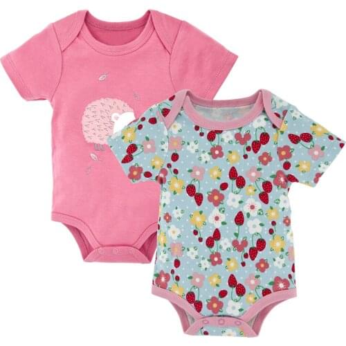 Baby Bodysuits Girls Summer Clothes Short Sleeves Cute Infant Boys Roupas de boby bebe 2Pcs/lot O-Neck Newborn Baby Clothing