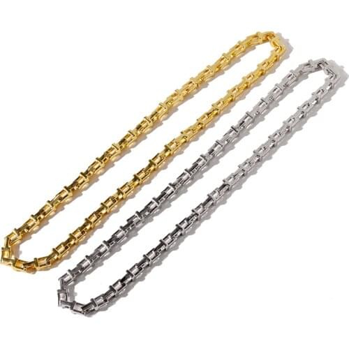 Top Quality Unisex Punk Style T Shape Hollow Bamboo Chain Necklace For Men And Women Fashion Brand Jewelry