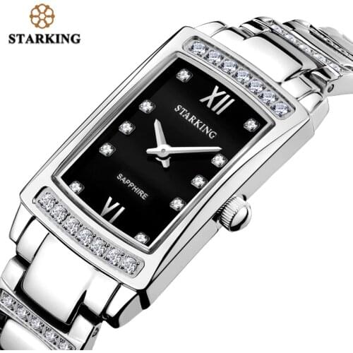 STARKING Rectangle Shape Beautiful Womens Watch Elegant Sliver Ladies Watches Bracelet Stainless Steel Band Female Wristwatch