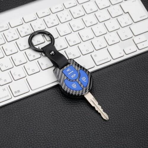 Carbon Fiber ABS Car Remote Key Fob Case Cover Shell Protector Keychain For Nissan Sentra Versa Tiida Juke Micra Note Styling
