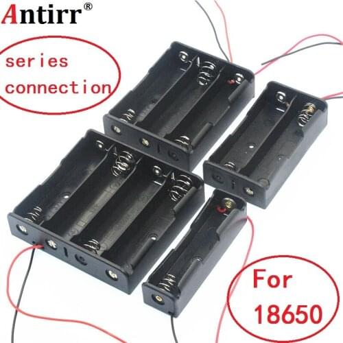 Black Plastic 1x 2x 3x 4x 18650 Battery Storage Box Case 1 2 3 4 Slot Way DIY Batteries Clip Holder Container With Wire Lead Pin