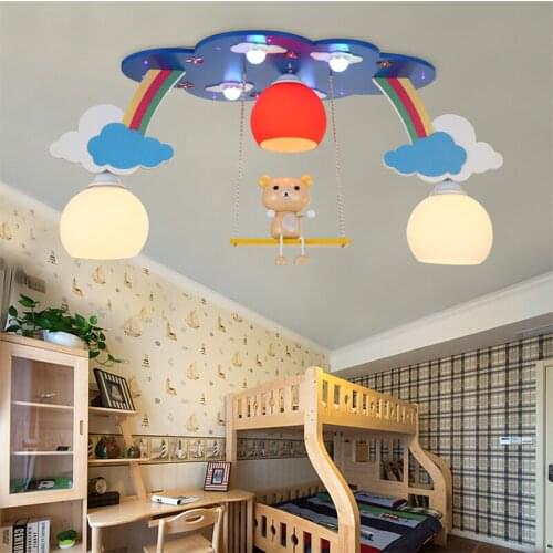 Children bedroom bedroom LED ceiling light warm boy girl eye care cartoon rainbow bear lighting Swing ZL201