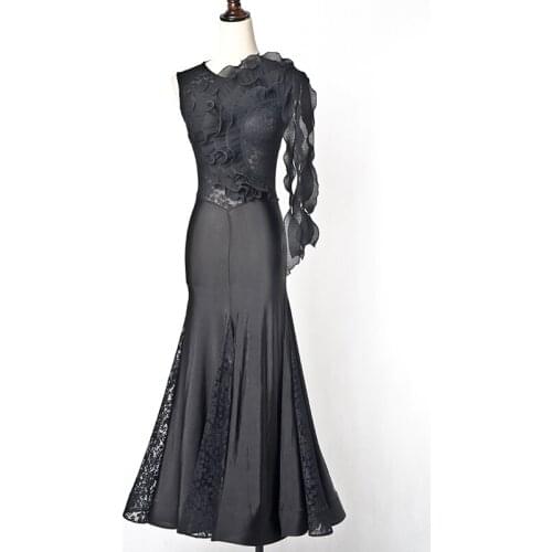 Elegant Ballroom Dance Dress Women Performance Costume Waltz Dance Wear Customized Modern Dance Outfit Mesh Tango Dress JL3497