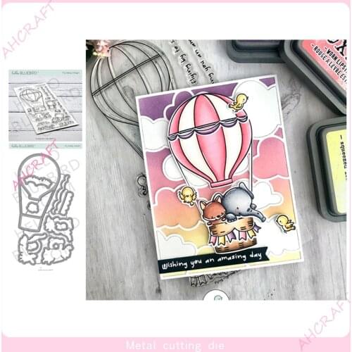 Hot Air Balloon Stamp and Metal Cutting Dies DIY Scrapbooking for Photo Album Decorative Silicone Clear Stamps 2021