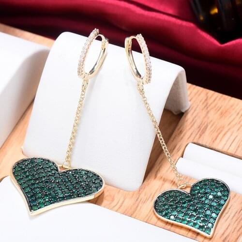JIMBORA Trendy Gorgeous Heart Pendant Dangle Earrings for Women Girl Party Show Jewelry Luxury Noble eye-catching High Quality