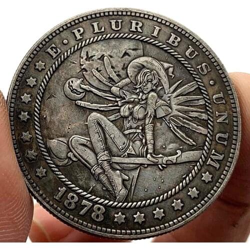 1878 Wandering Coin American Halloween Commemorative Coin Pumpkin Broom Girl Collectible Coin Gift Lucky Challenge Coin