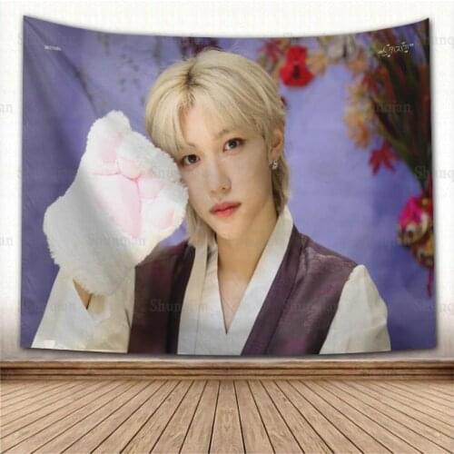 Nice KPOP Felix Tapestry Eco-Friendly HD Print Background Cloth Bedroom Wall Hanging Tapestries Decor Washable Not Fade