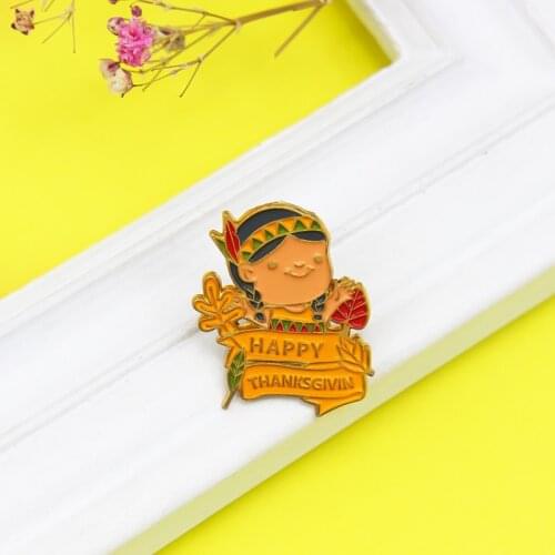 Creative Punk Happy Girl Portrait Enamel Brooch Flower Ribbon Yellow Alloy Pins Badge Clothes Backpack Accessories Fun Jewelry