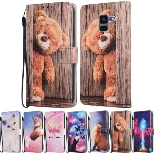 Cartoon Wallet TPU Case for Samsung Galaxy A3 A5 A6 A8 Plus 2016 2017 2018 PU Leather Unicorn Cat Kickstand Book Cover