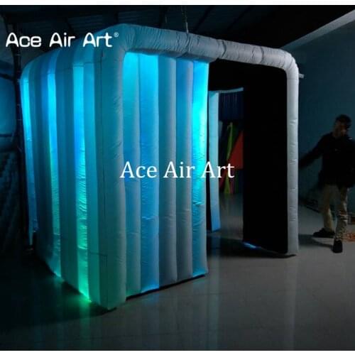 2018 newest designed white outside black inside shelter with LED inflatable photo booth,cubic tent cube booth for events