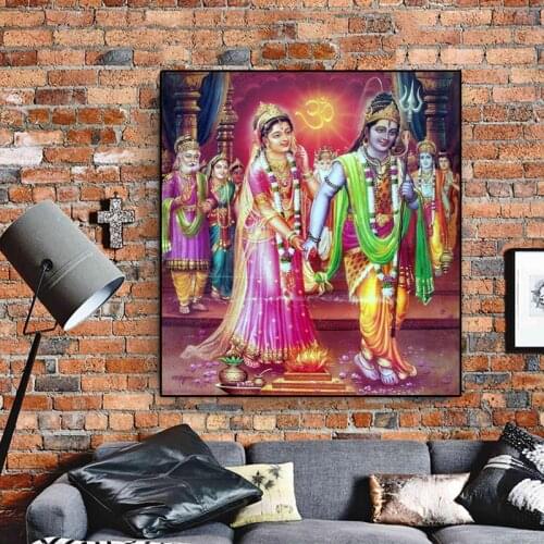 Wall Art Canvas Painting Religious Art Indian God Mural Buddha Painting Wall Pictures for Living Room Quadro Home Decor Unframed