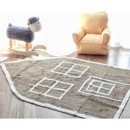 INS trends abnormity shaped merry - to - round children room area rug , New year Decoration soft fleece woven bedside carpet