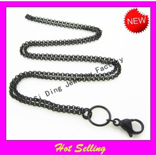 Newest 24 inches stainless steel rolo chain floating charms locket chains and necklace black memory locket chain free shipping