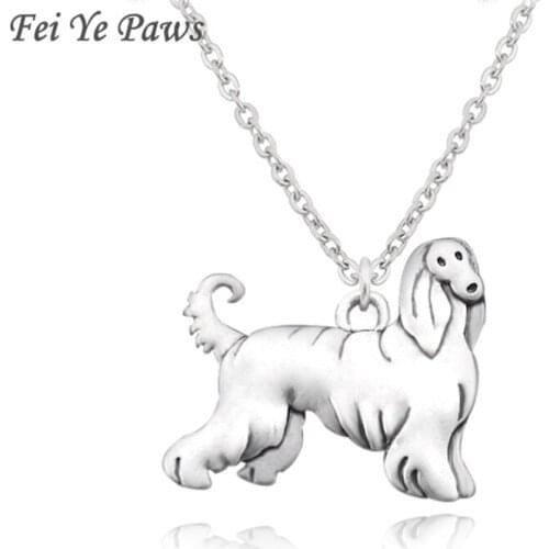 Vintage Boho Afghan Hound Dog Charm Pendant Long Chain Necklace Choker Colar Animal Women Men Jewelry Best Friend Gift Wholesale