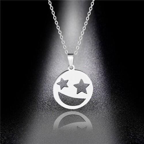 Kpop Smiley Face Necklace Goth Hip Hop Egirl Chain Smile Pendant Necklace For Women Men Girl Neck Chain Gothic Couple streetwear