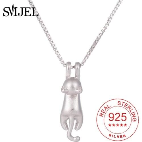 100% 925 Sterling Silver Cat Necklaces Pendant for Women Sterling-silver-Jewelry Lovely Cat Necklace Friend Gifts
