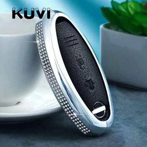 Luxury Diamond Alloy Leather Car Remote Key Case key Cover For Nissan 350Z Almera Altima Armada Qashqai Cefiro Cube Juke Livina