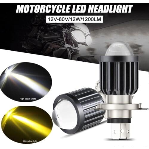 H4 Moto Led Motorcycle Headlight Bulbs Dual Color Hi/Lo Beam Fog Lamp Scooter ATVATVs UTVs Boats Accessories Fog Lights 12V