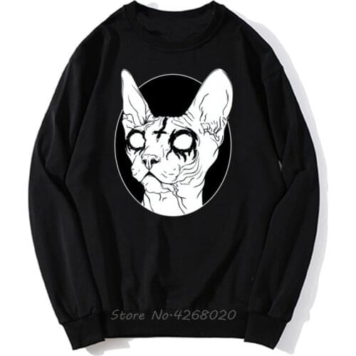 Black Metal Sphynx Cat I Goth And Death Metal Hoodie Mens Pullover Fleece Hoodies Sweatshirt Streetwear Harajuku