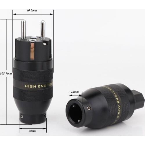 High Quality Rhodium Plated Brass EU Version AC Mains Power Cable Connector Hifi Audio Schuko Power Plug Adapter