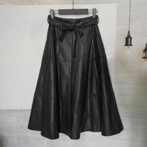 Skirt Runway Fashion Women 2021 Quality Bow Belt High Waist Party Holiday Skirts