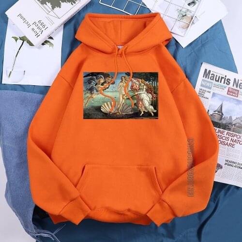 The Birth Of Venus Funny Hoodie Woman 2021 Comfort Simple Hooded Harajuku Casual Hoodies Printed Fashion Lace-Up Women Hoody