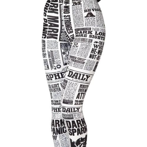 2016 White News Paper Letter Women Legging Woman Leggings Jeggings Legings Sexy Legging Pants Printed Leggings