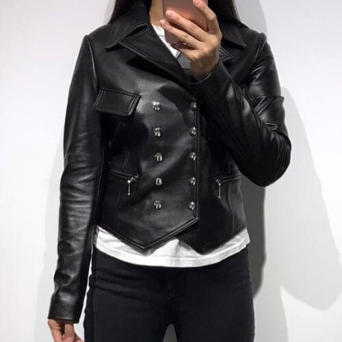 Ladies real leather blazer women genuine leather jacket