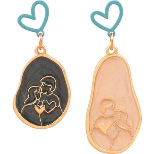 10 pair / lot fashion jewelry accessories metal enamel cute heart lover body figure face earrings