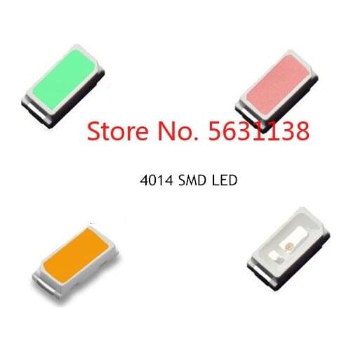 100PCS 4014 SMD LED RED BLUE YELLOW GREEN ICE BLUE PINK AMBER 30mA 4.0*1.4*0.65mm super bright cree COB chip power Light Beads