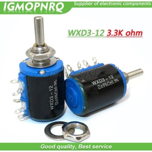 2pcs WXD3-12-1W 3.3K ohm WXD3-12 1W 5 ring multi-circle precision wire-wound potentiometer IGMOPNRQ