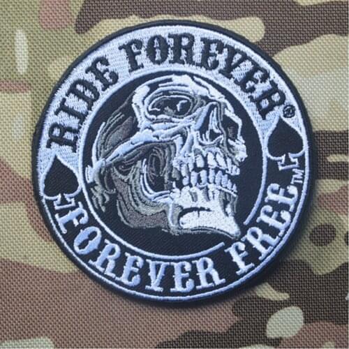 3D Embroidery Patches Loop And Hook Sempre Libera Patches 100% Full Embroidery Skeleton Patches Badges
