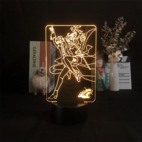 3D Night Light Alarm Clock Base Lamp Color with Remote Persona 5 Game Touch Sensor Dropship Projector Present Children Room