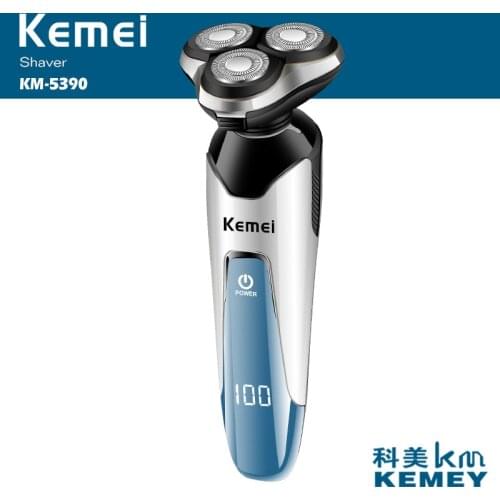 Kemei 4 In 1 LCD Electric Shaver Washable Nose Hair Trimmer 3D Floating 3 Blades Electric Razor Men Shaving Machine Grooming Kit