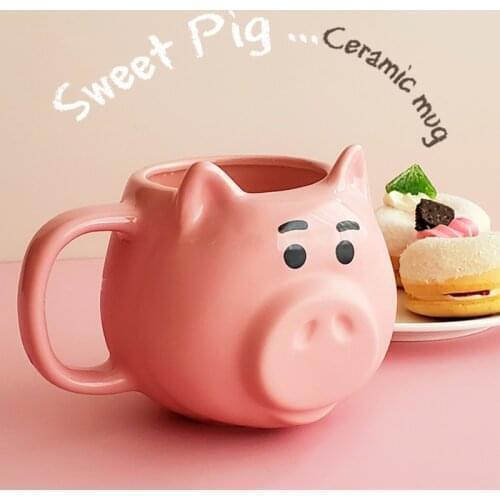 550ml Cartoons Pig Coffee Mug Large CapacityCeramic Cup Cute Teenage Milk Cups With Spoon Office Water Cup Gift box For Gift
