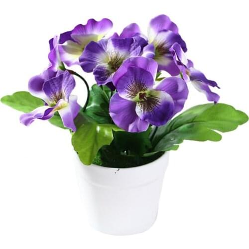 80%Hot Sale 1Pc Artificial Flower Pansy Plant Bonsai Desktop Decor for Home Garden Balcony Decor Plants Flower Bonsai Fake Plant