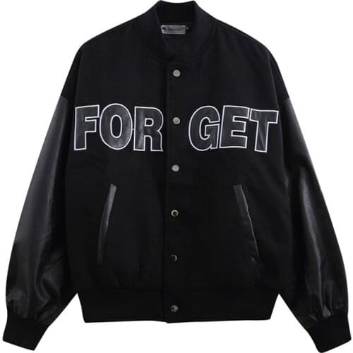 High Street Pu Baseball Jackets Varsity Collage Coats Hip Hop Streetwear Letter Embroidery Ouwear Tops Unisex Clothing Oversize