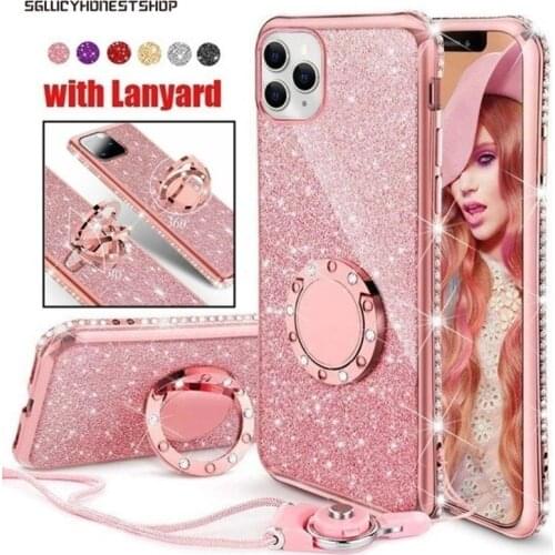 Glitter Stand Case for iPhone 13 12 11 Pro MAX XS XR 6 7 8 Plus Shiny Bling Phone Cover Magnetic Plating Stand Holder Coque